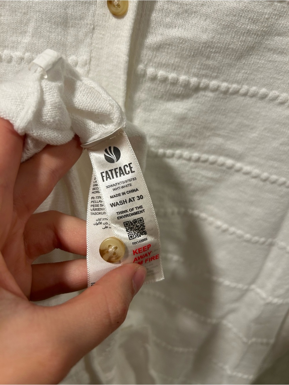 Fat Face Cotton/Linen Long Sleeve with Button Up Back - Picture 7 of 7